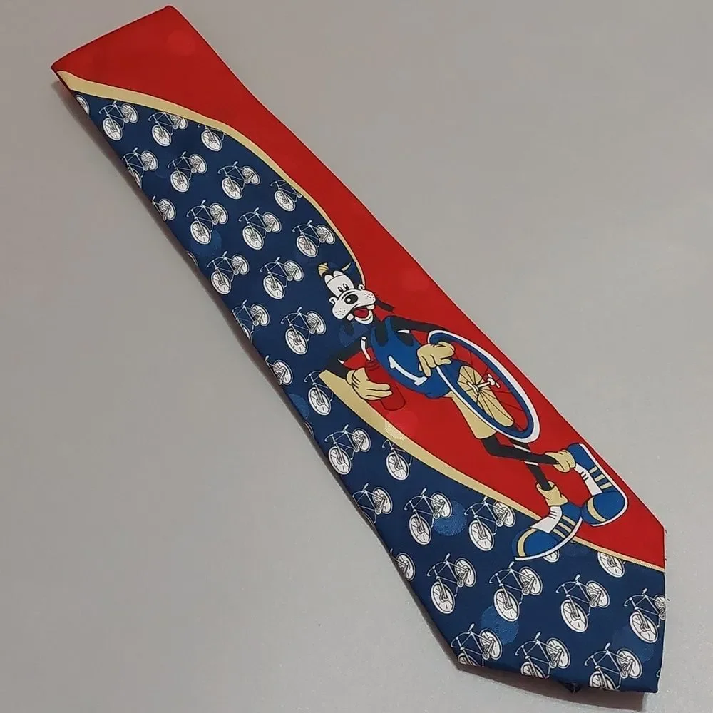 Vintage Disney Mickey Unlimited Goofy No 1  Cyclist Neck Tie Made In Italy
